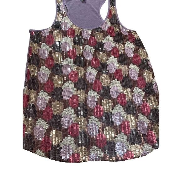 SEQUIN Fossil gold purple silver all-over sequin tank Small y2k vintage retro f… - Picture 6 of 7